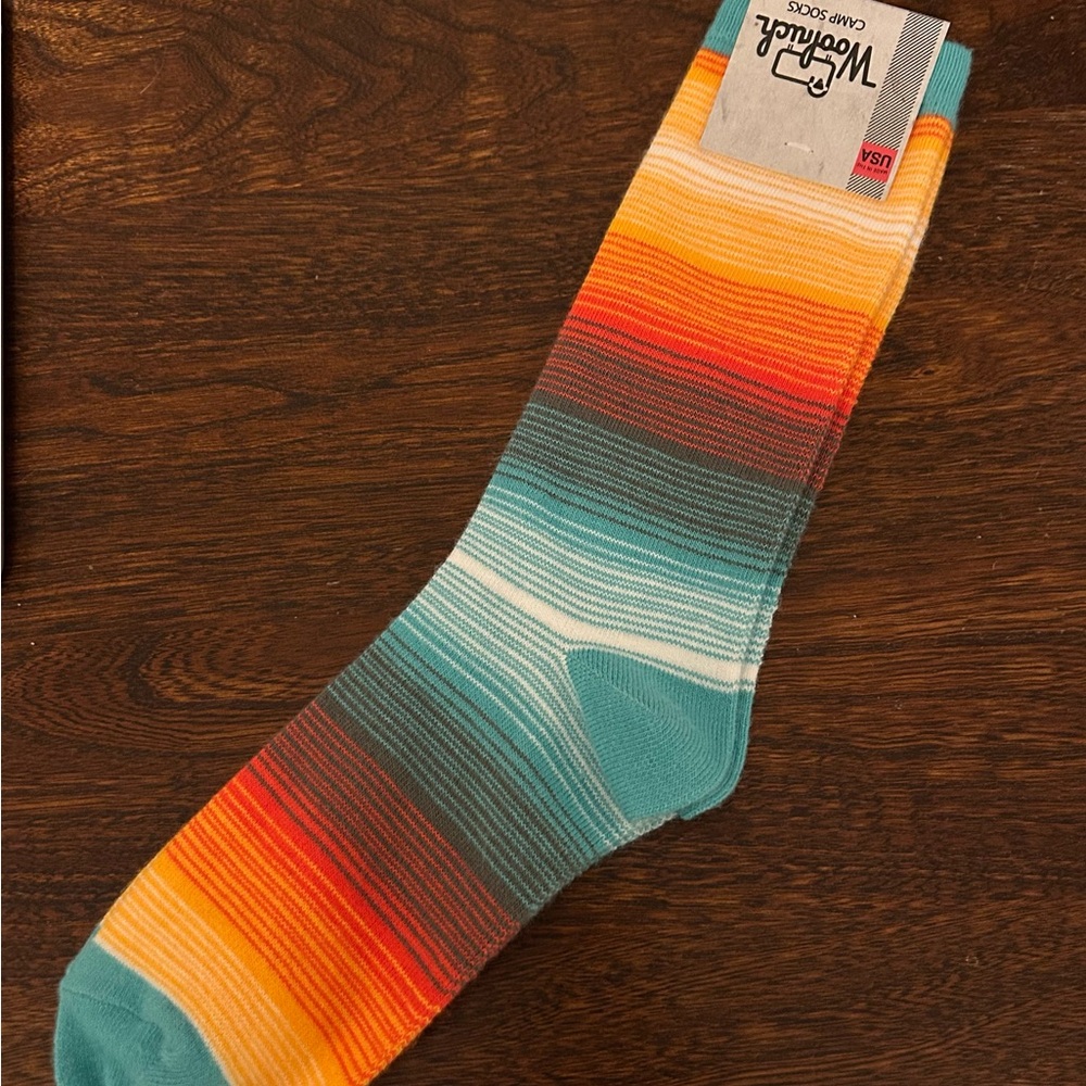 Woolrich Orange and Green Casual Socks Vibrant Stripes
